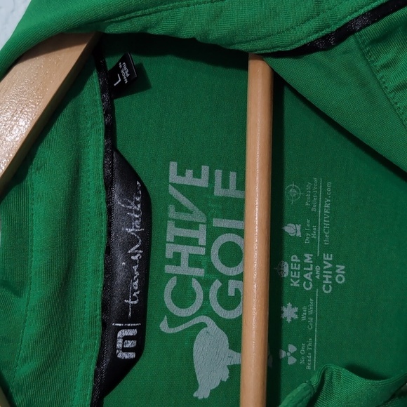 Travis Mathew Chive Golf Green Polo Stripe Chest Pocket men's size Large - Picture 3 of 7